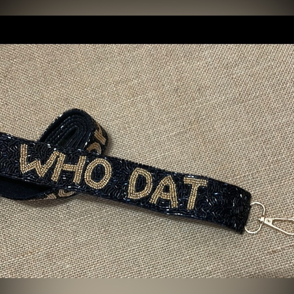 🏈❤️LAST ONE! NEW Black and Gold Beaded Who Dat Purse Strap Saints - Picture 2 of 13